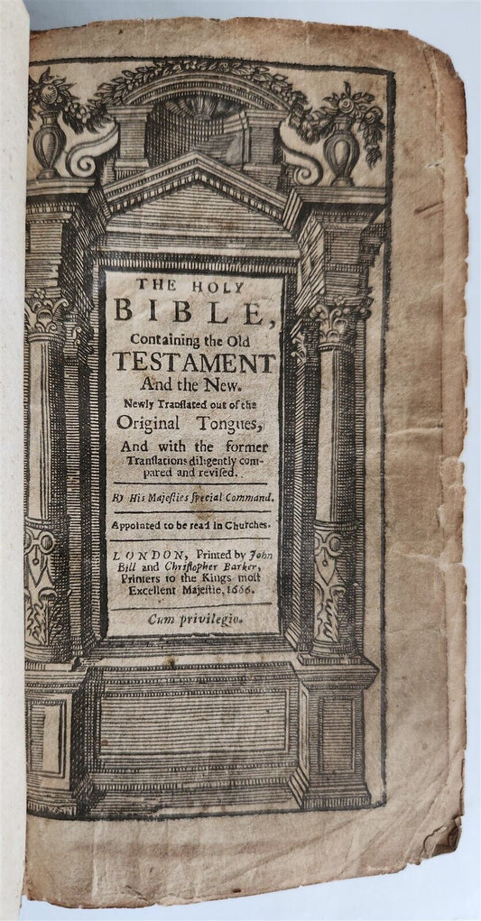 1666 BIBLE in ENGLISH OLD & NEW TESTAMENT antique KING JAMES VERSION