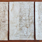 ANCIENT MANUSCRIPTS LOT of 3 FRAGMENTS about 14th century antique