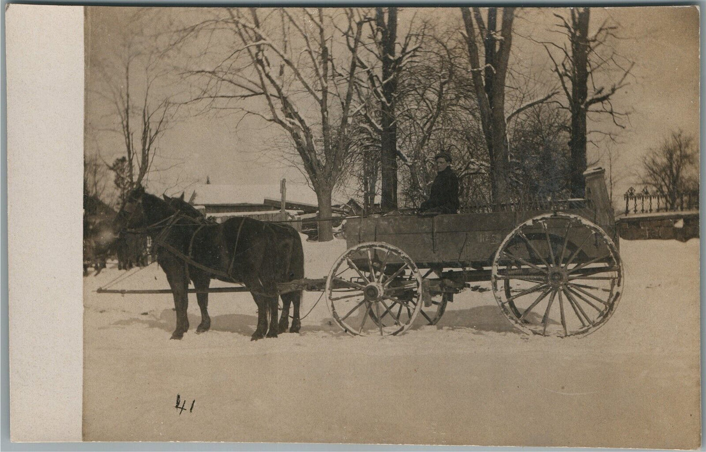 HORSE DRAWN WAGON ANTIQUE REAL PHOTO POSTCARD RPPC