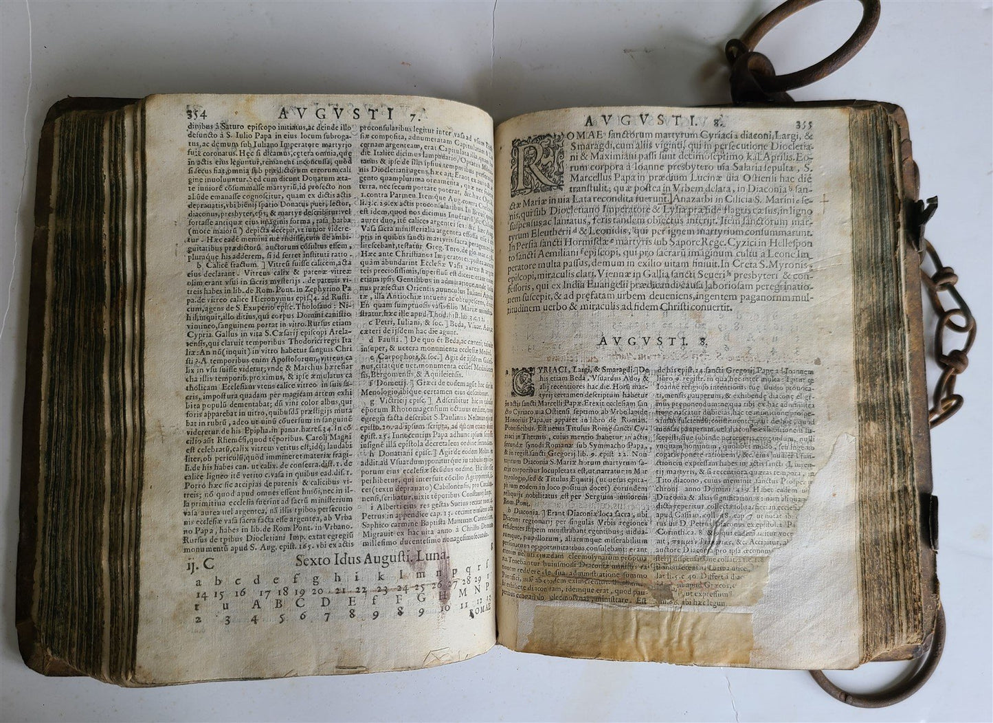 RARE 1597 CHAINED LIBRARY BOOK BLIND TOOLED PIGSKIN FOLIO antique Martyrologium