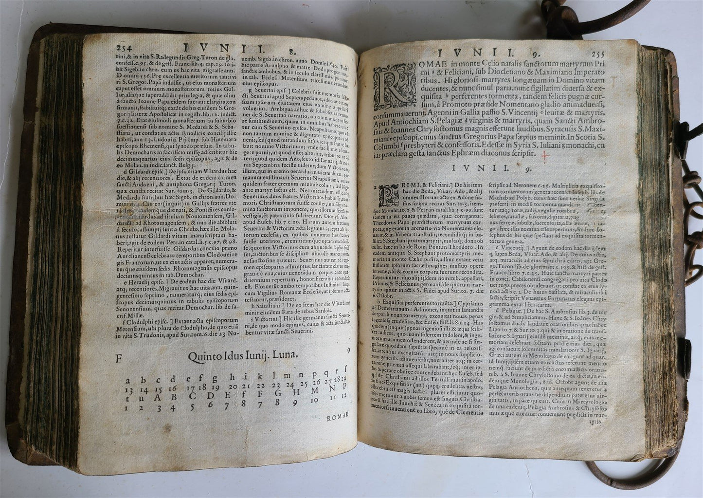 RARE 1597 CHAINED LIBRARY BOOK BLIND TOOLED PIGSKIN FOLIO antique Martyrologium