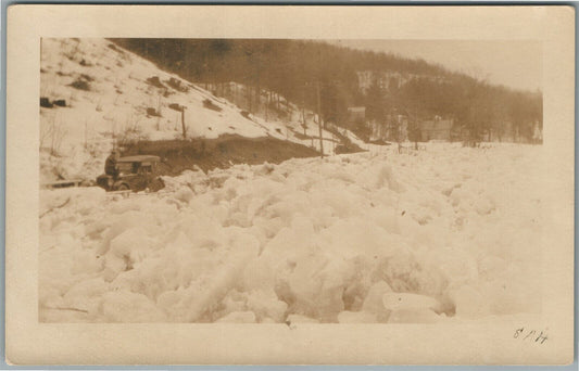 ELICOTTVILLE NY SNOW STORM SCENE ANTIQUE REAL PHOTO POSTCARD RPPC