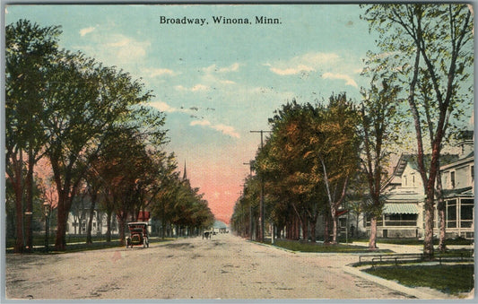 WININA MN BROADWAY ANTIQUE POSTCARD