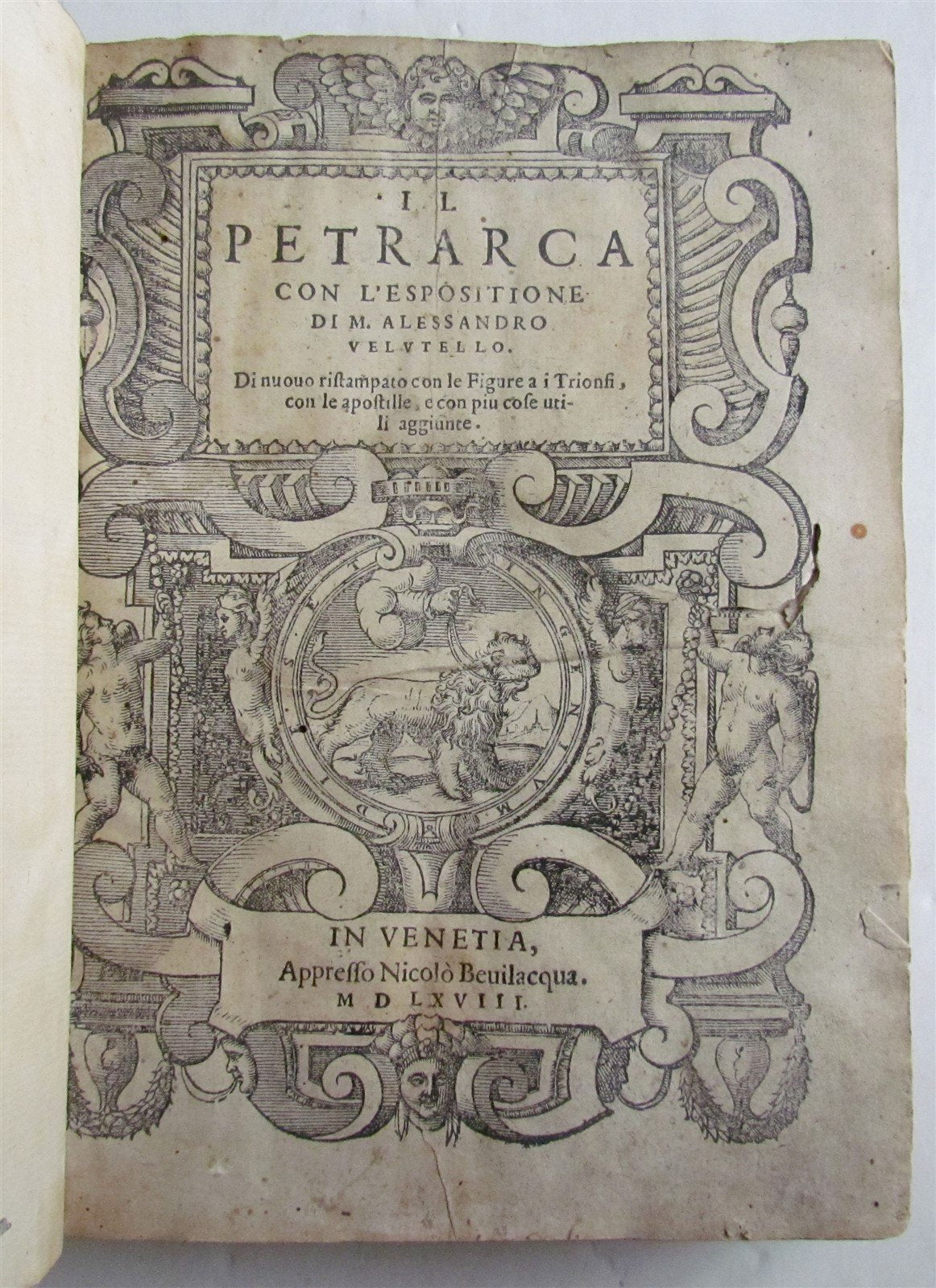 1568 PETRARCA antique ILLUSTRATED 16th CENTURY poetry PETRARCH