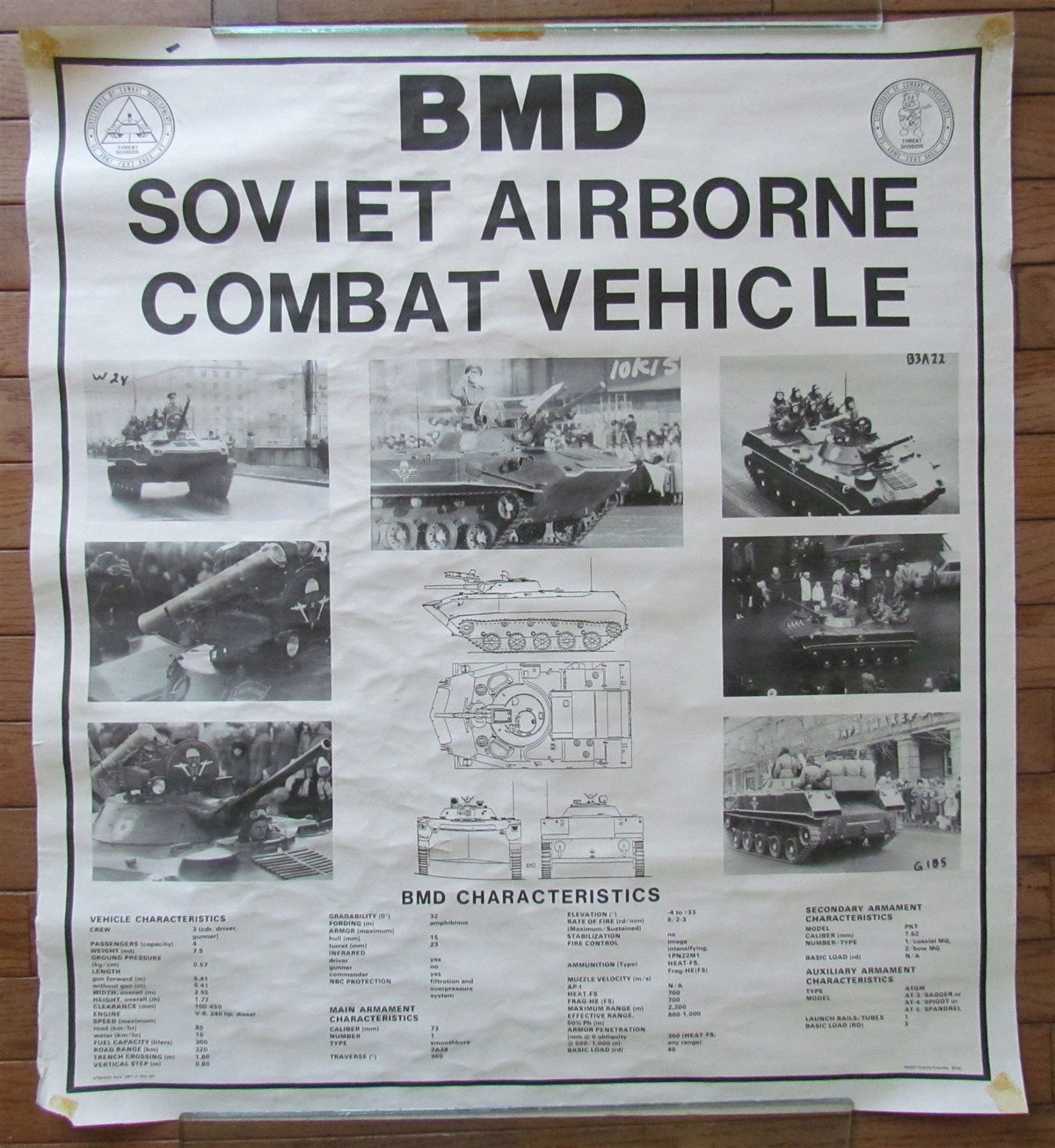 SOVIET RUSSIAN MILITARY EQUIPMENT BMD AIRBORNE COMBAT VEHICLE EDUCATIONAL POSTER