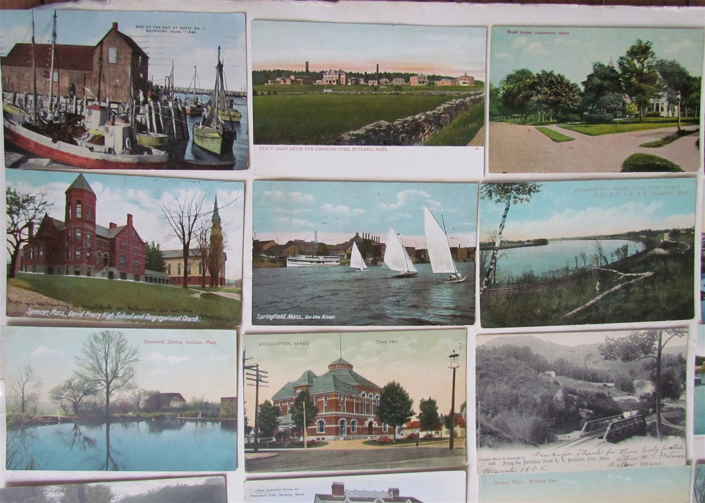 MASSACHUSETTS lot of 47 MA ANTIQUE POSTCARDS