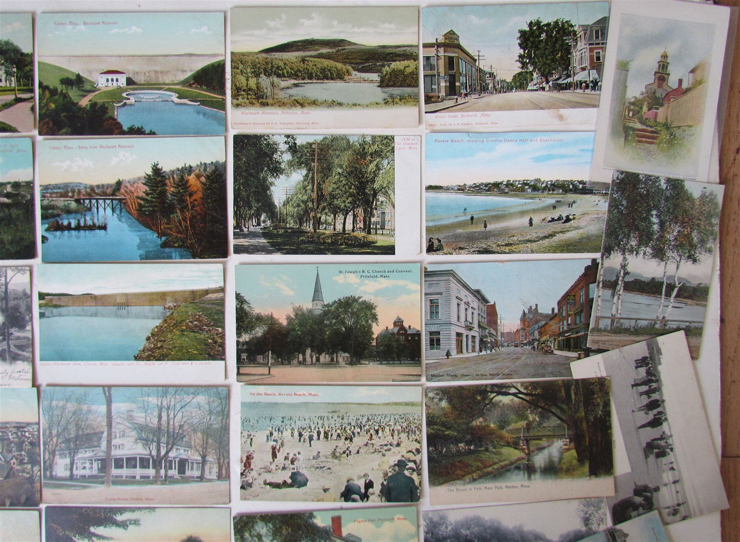 MASSACHUSETTS lot of 47 MA ANTIQUE POSTCARDS