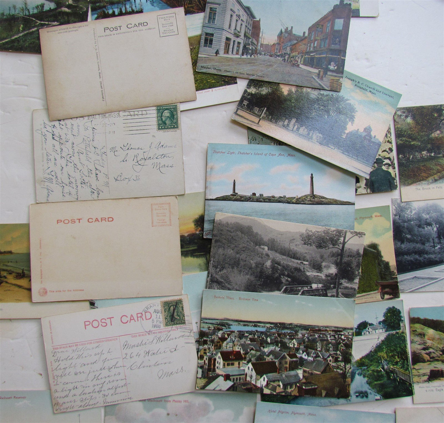 MASSACHUSETTS lot of 47 MA ANTIQUE POSTCARDS