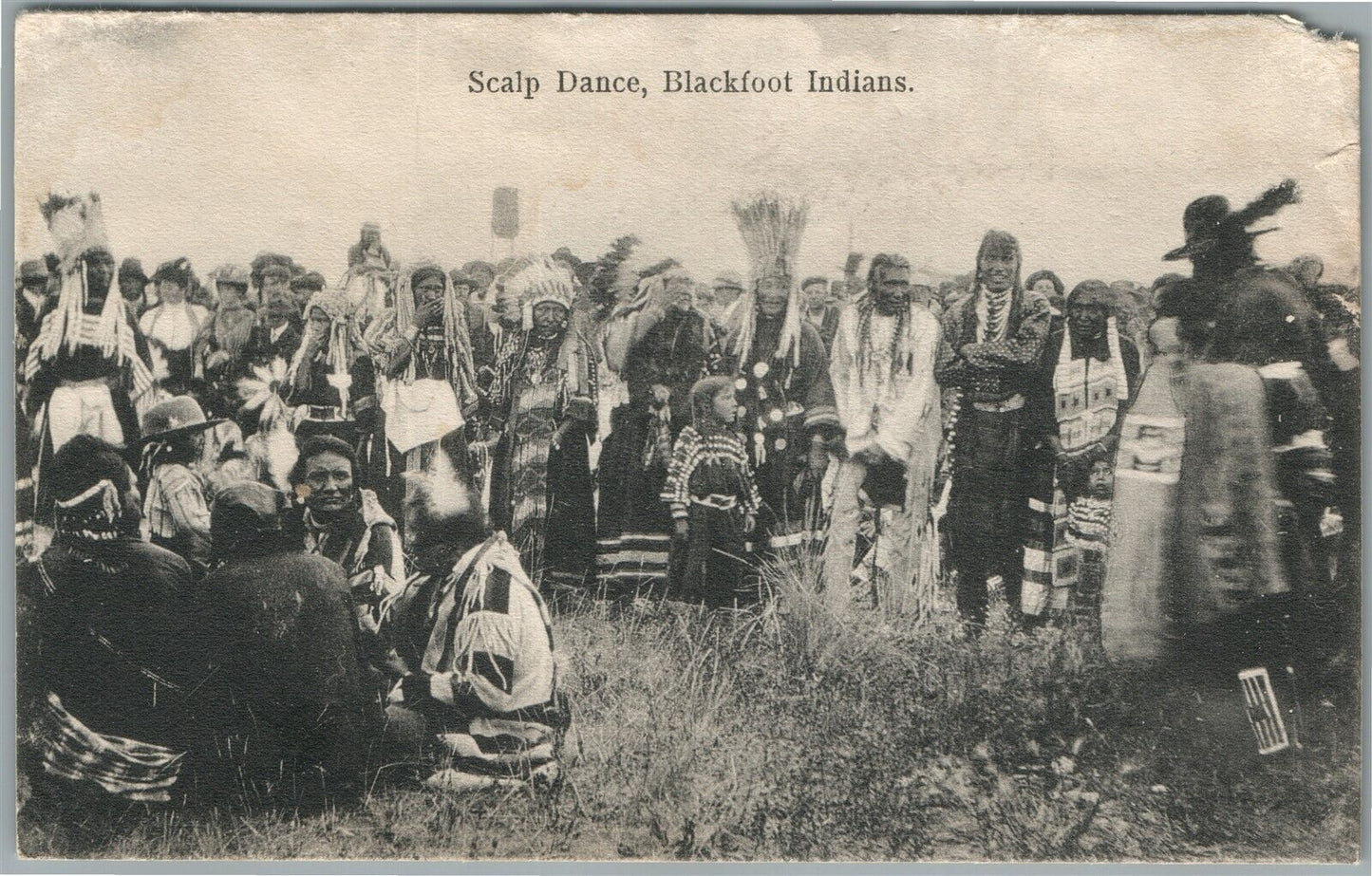 AMERICAN BLACKFOOT INDIANS SCALP DANCE ANTIQUE PRIVATE POSTCARD