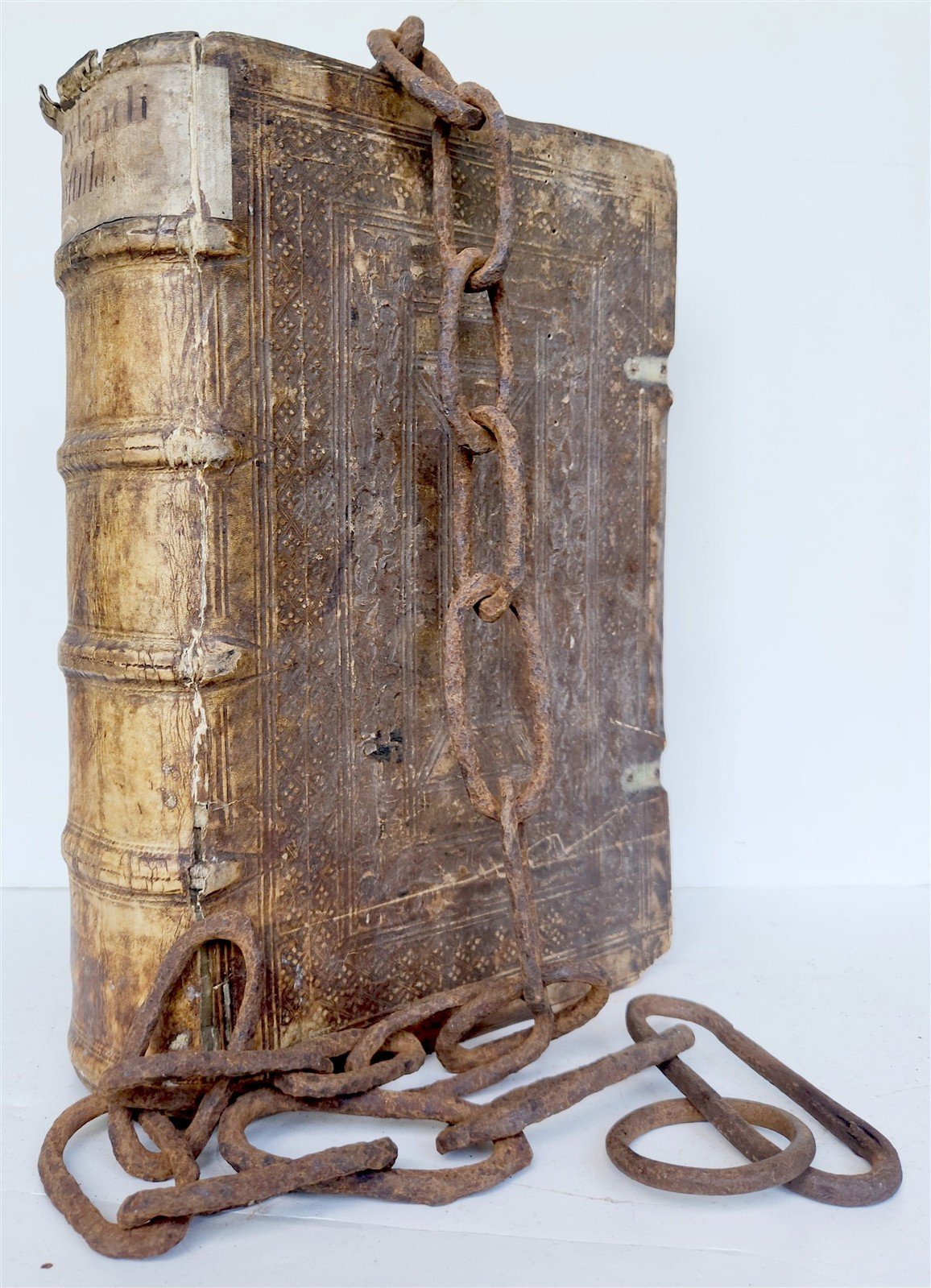 RARE 1587 CHAINED LIBRARY BOOK PIGSKIN BOUND FOLIO antique ILLUSTRATED SERMONS