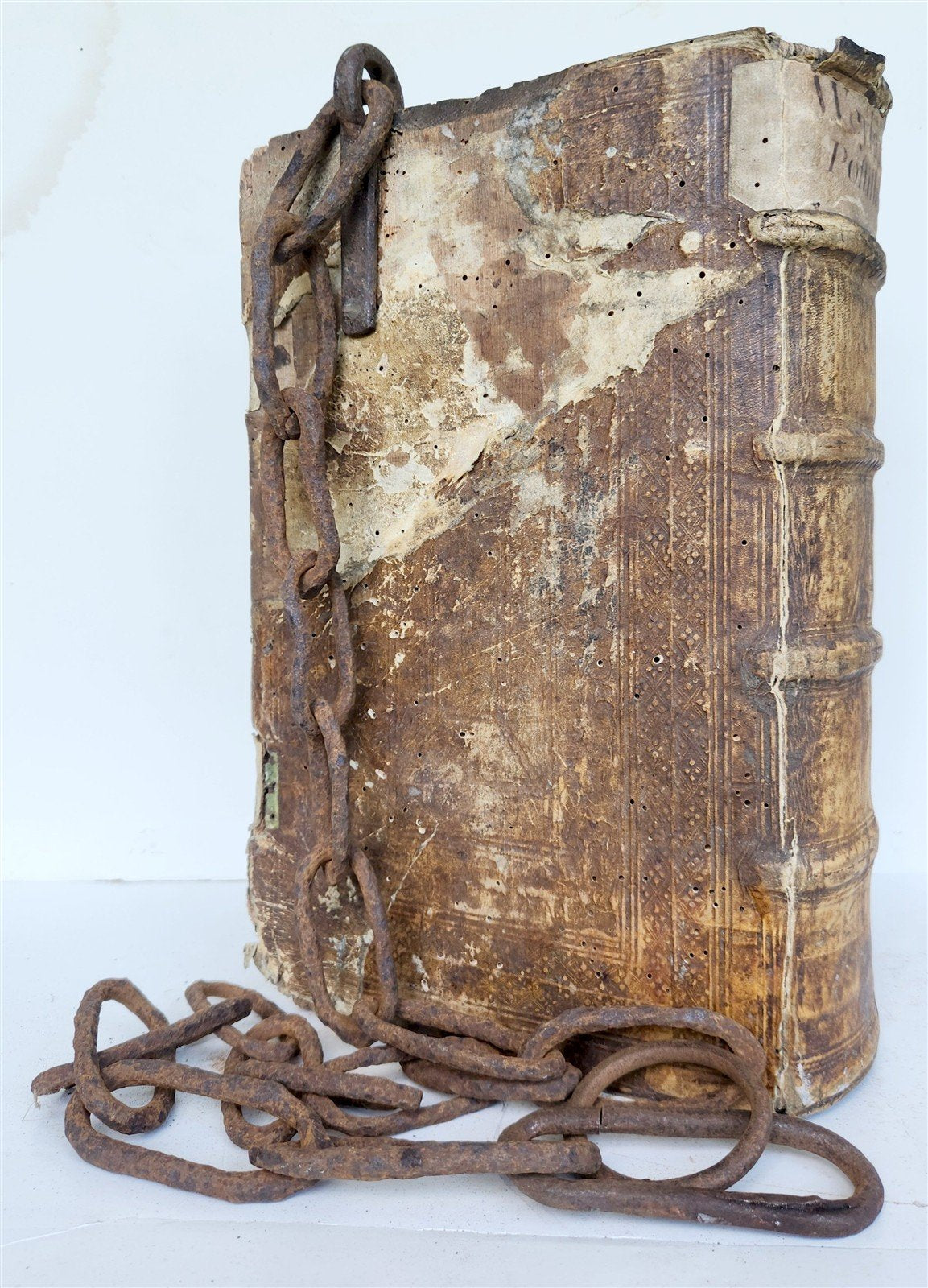 RARE 1587 CHAINED LIBRARY BOOK PIGSKIN BOUND FOLIO antique ILLUSTRATED SERMONS