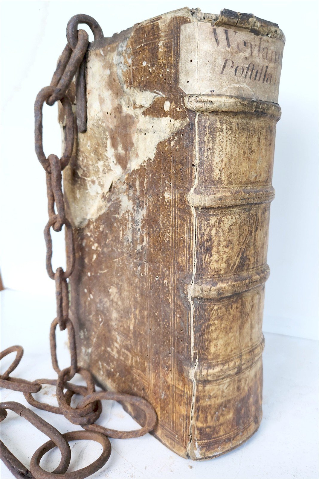 RARE 1587 CHAINED LIBRARY BOOK PIGSKIN BOUND FOLIO antique ILLUSTRATED SERMONS