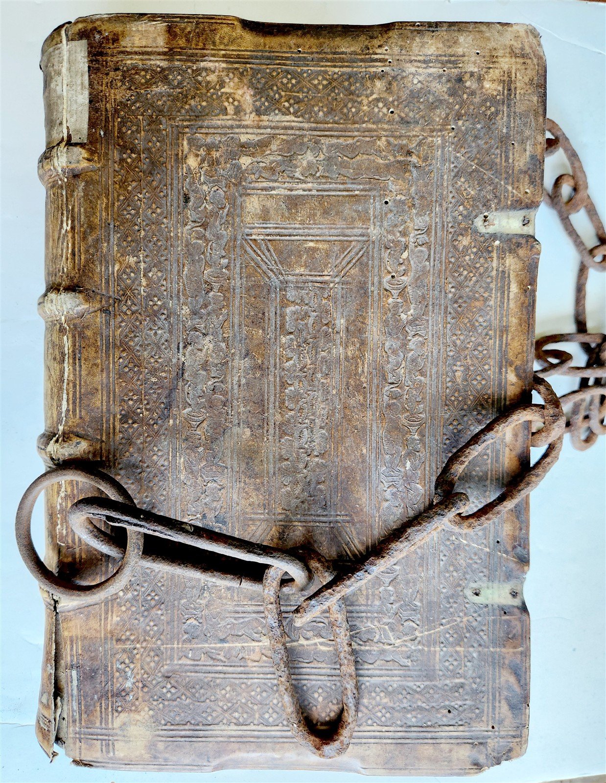 RARE 1587 CHAINED LIBRARY BOOK PIGSKIN BOUND FOLIO antique ILLUSTRATED SERMONS