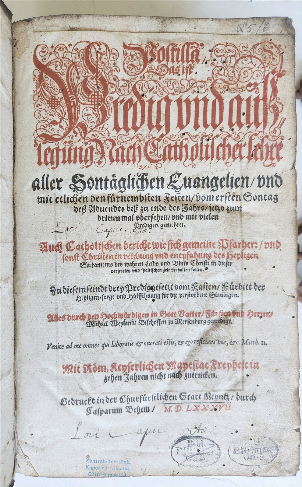RARE 1587 CHAINED LIBRARY BOOK PIGSKIN BOUND FOLIO antique ILLUSTRATED SERMONS