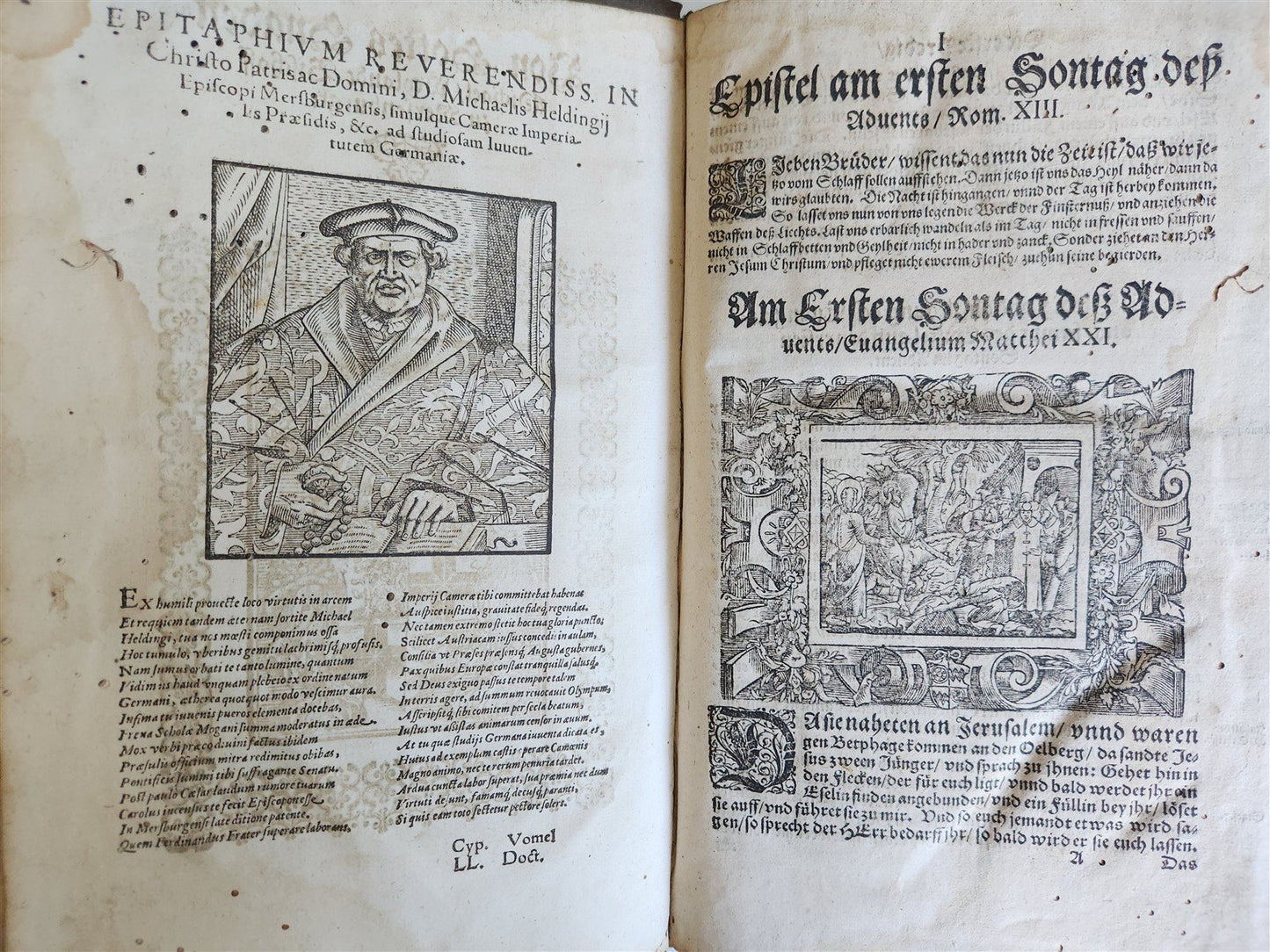 RARE 1587 CHAINED LIBRARY BOOK PIGSKIN BOUND FOLIO antique ILLUSTRATED SERMONS