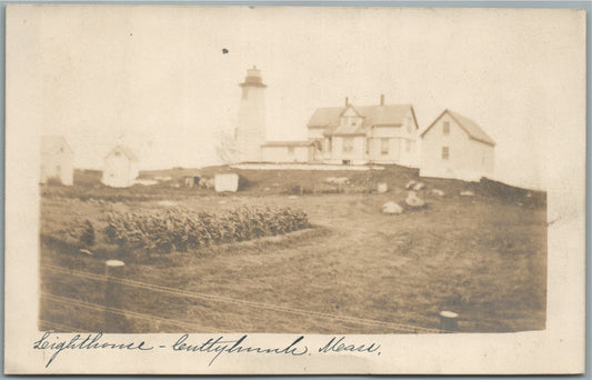 CUTTYHUNK ISLAND MA LIGHT HOUSE ANTIQUE REAL PHOTO POSTCARD RPPC