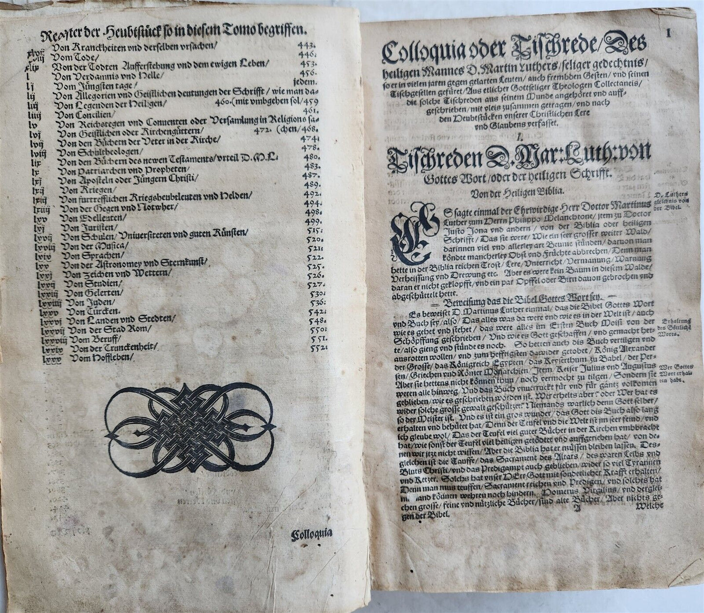 1567 COLLOQVIA by MARTIN LUTHER antique PIGSKIN BOUND FOILIO
