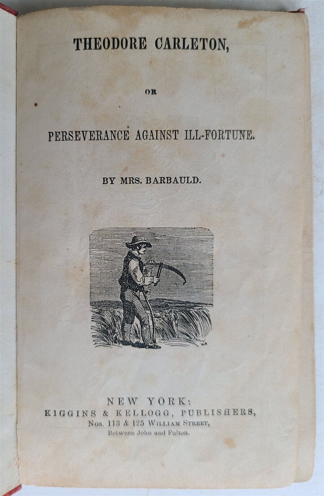 1856 CHILDREN'S BOOK PERSEVERANCE AGAINST ILL-FORTUNE antique AMERICANA rare