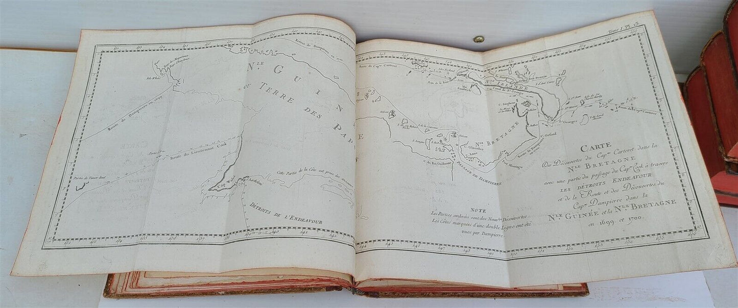 1774 VOYAGES of CAPTAIN COOK 4 vols plus ILLUSTRATED ATLAS antique in FRENCH