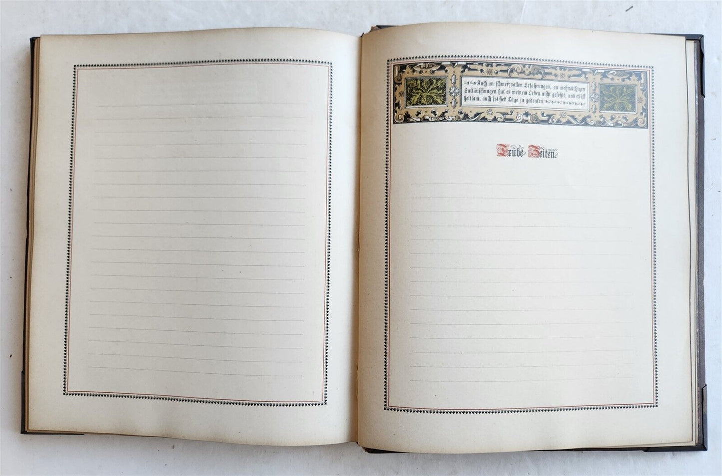 1890 FAMILY CHRONICLE w/ AMAZING BLIND-STAMPED LEATHER BINDING antique