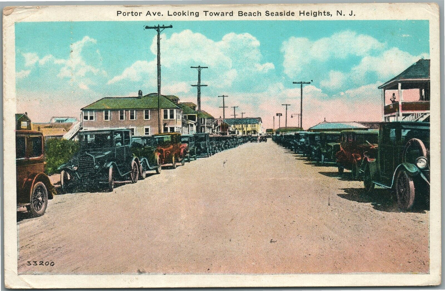 SEASIDE HEIGHTS NJ PORTOR AVE. ANTIQUE POSTCARD