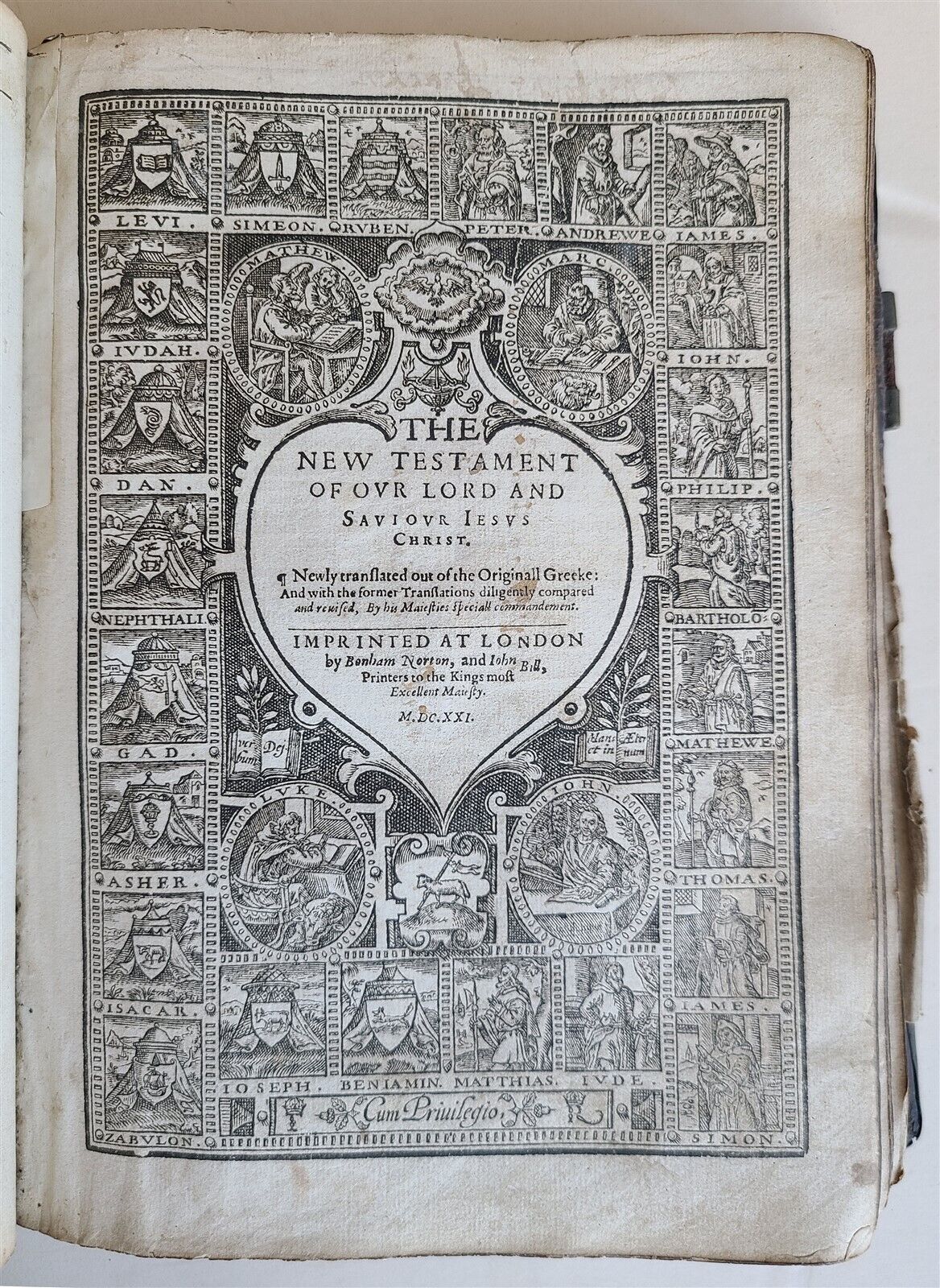 1621 BIBLE in ENGLISH Robert Barker John Bill antique BRASS FITTINGS KING JAMES