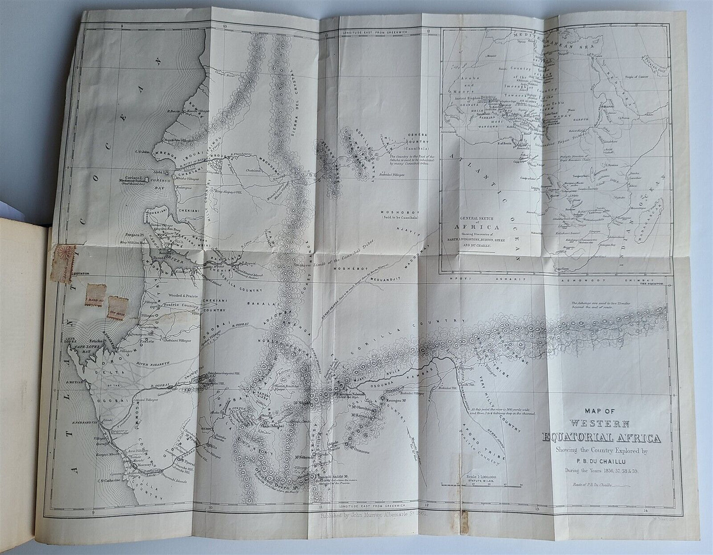 1861 EXPLORATIONS ADVENTURES in EQUATORIAL AFRICA by Chaillu illustrated antique