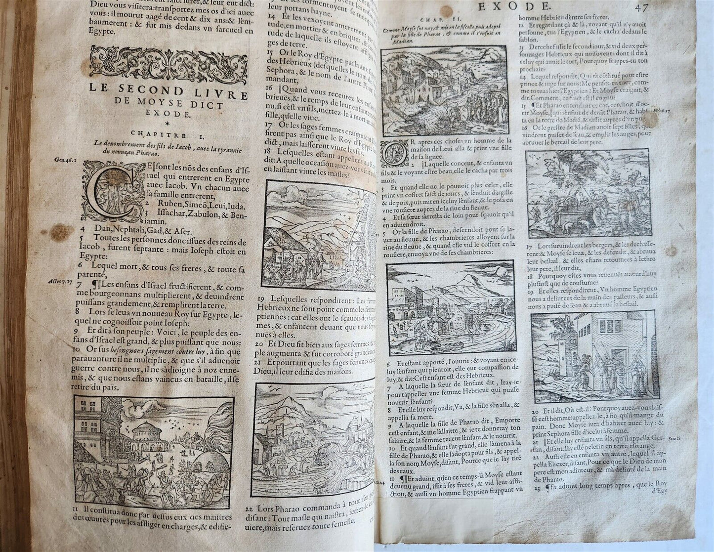 1578 BIBLE in FRENCH ILLUSTRATED antique MASSIVE FOLIO 16th CENTURY