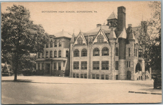 DOYLESTOWN PA HIGH SCHOOL VINTAGE POSTCARD