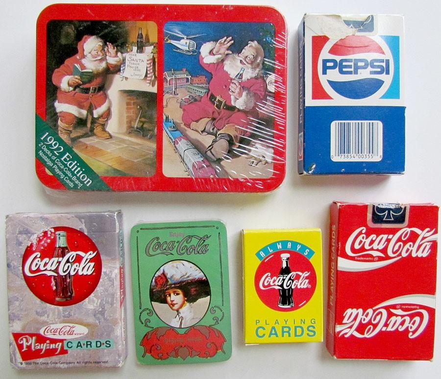 LOT OF 6 COCA-COLA & PEPSI-COLA ADVERTISING PLAYING CARDS DECKS