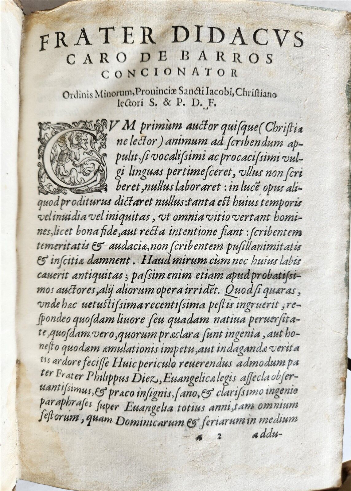 1588 SERMONS of PORTUGUESE THEOLOGIAN F. DIAZ 2 VOLUMES antique PIGSKIN BINDING