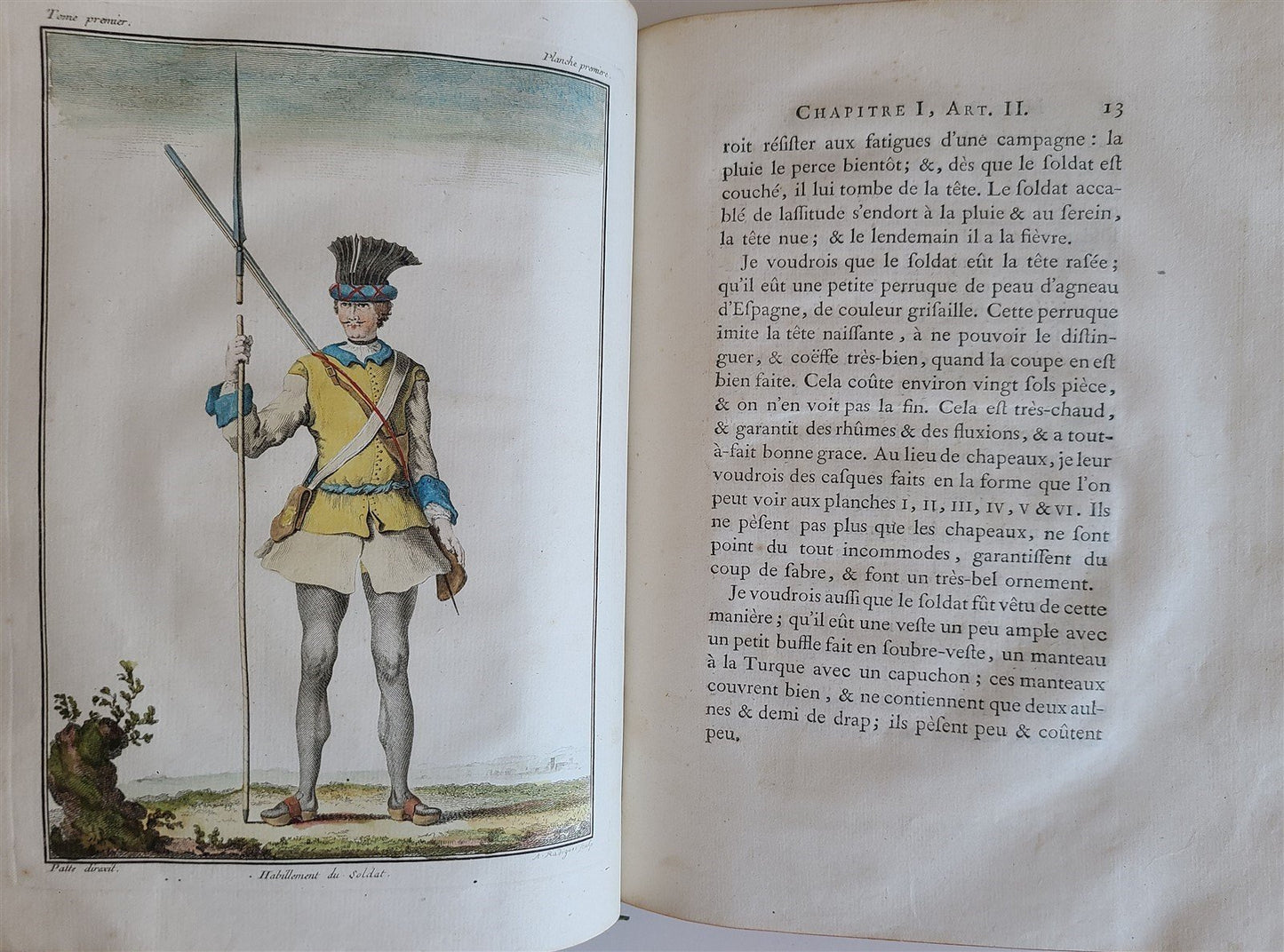 1757 MILITARY SCIENCE FULLY ILLUSTRATED 2 VOLUMES antique