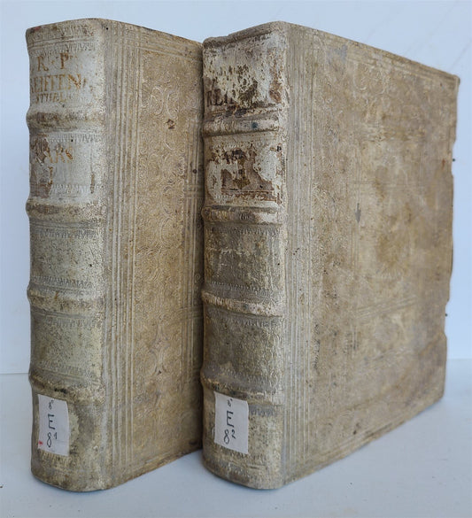 1726 THEOLOGIA MORALIS by A. Reiffenstuel 2 volumes antique PIGSKIN BINDING
