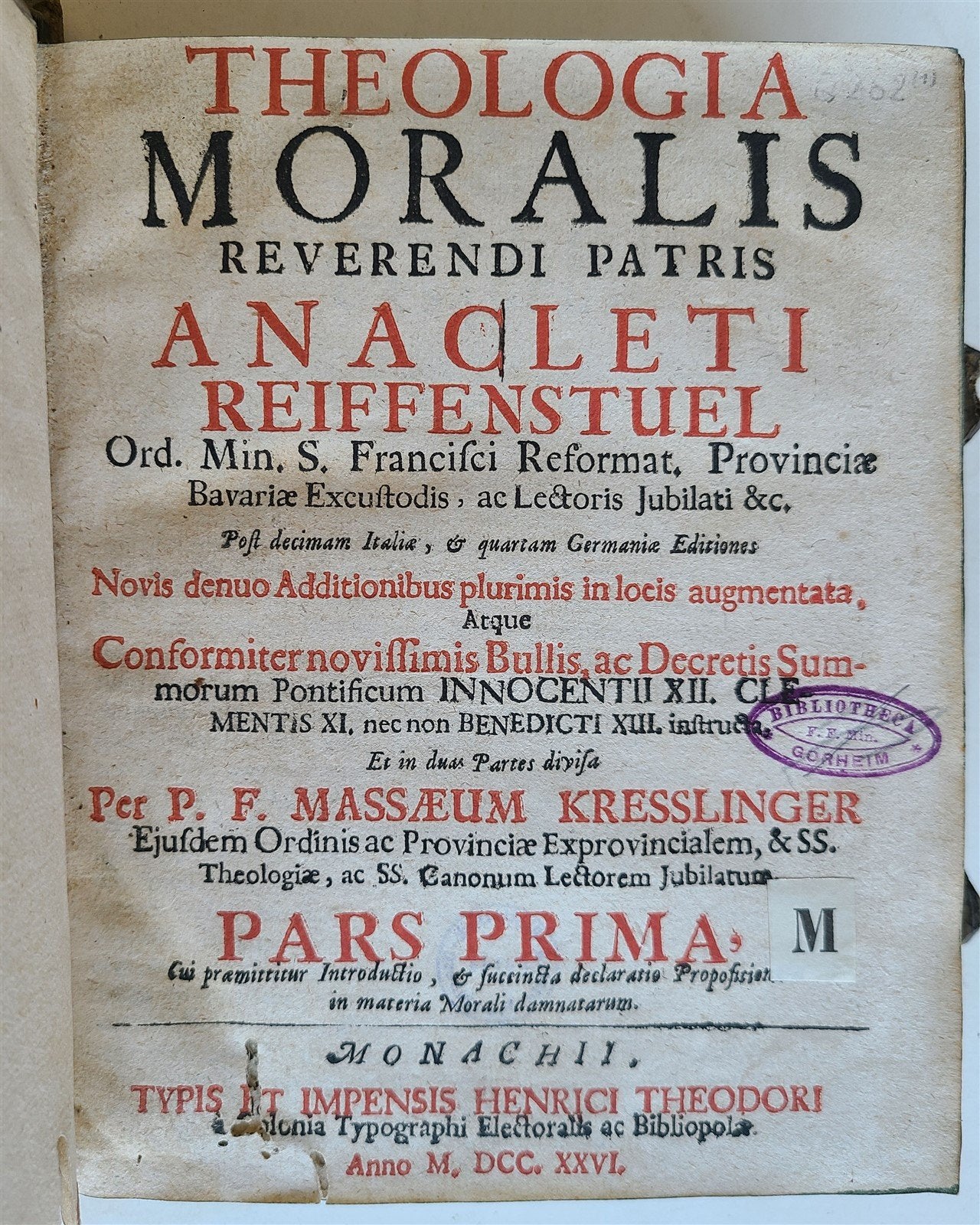 1726 THEOLOGIA MORALIS by A. Reiffenstuel 2 volumes antique PIGSKIN BINDING