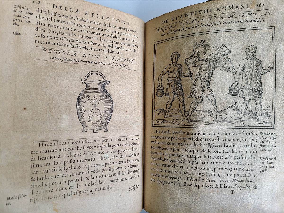 1571 DISCOURSE on ANCIENT RELIGION of ROMANS antique ILLUSTRATED VELLUM BOUND