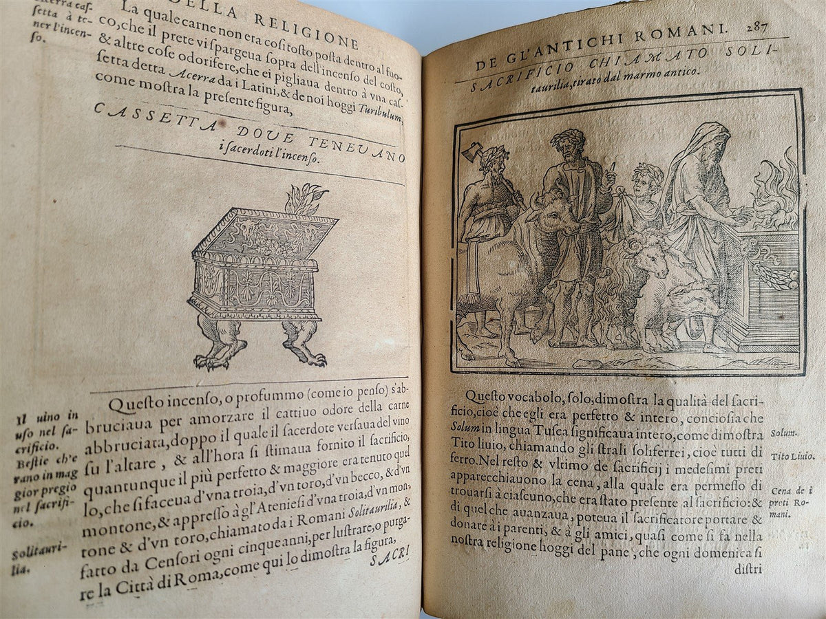 1571 DISCOURSE on ANCIENT RELIGION of ROMANS antique ILLUSTRATED VELLUM BOUND