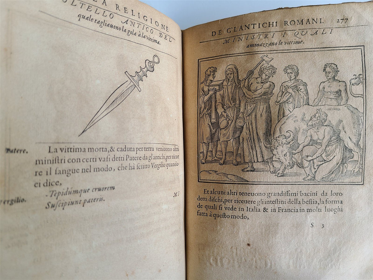 1571 DISCOURSE on ANCIENT RELIGION of ROMANS antique ILLUSTRATED VELLUM BOUND