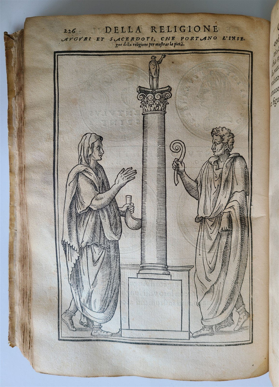 1571 DISCOURSE on ANCIENT RELIGION of ROMANS antique ILLUSTRATED VELLUM BOUND
