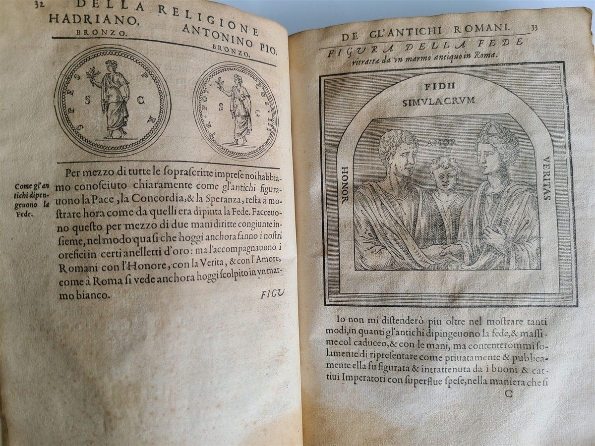 1571 DISCOURSE on ANCIENT RELIGION of ROMANS antique ILLUSTRATED VELLUM BOUND