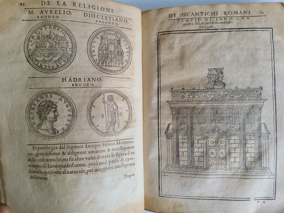 1571 DISCOURSE on ANCIENT RELIGION of ROMANS antique ILLUSTRATED VELLUM BOUND