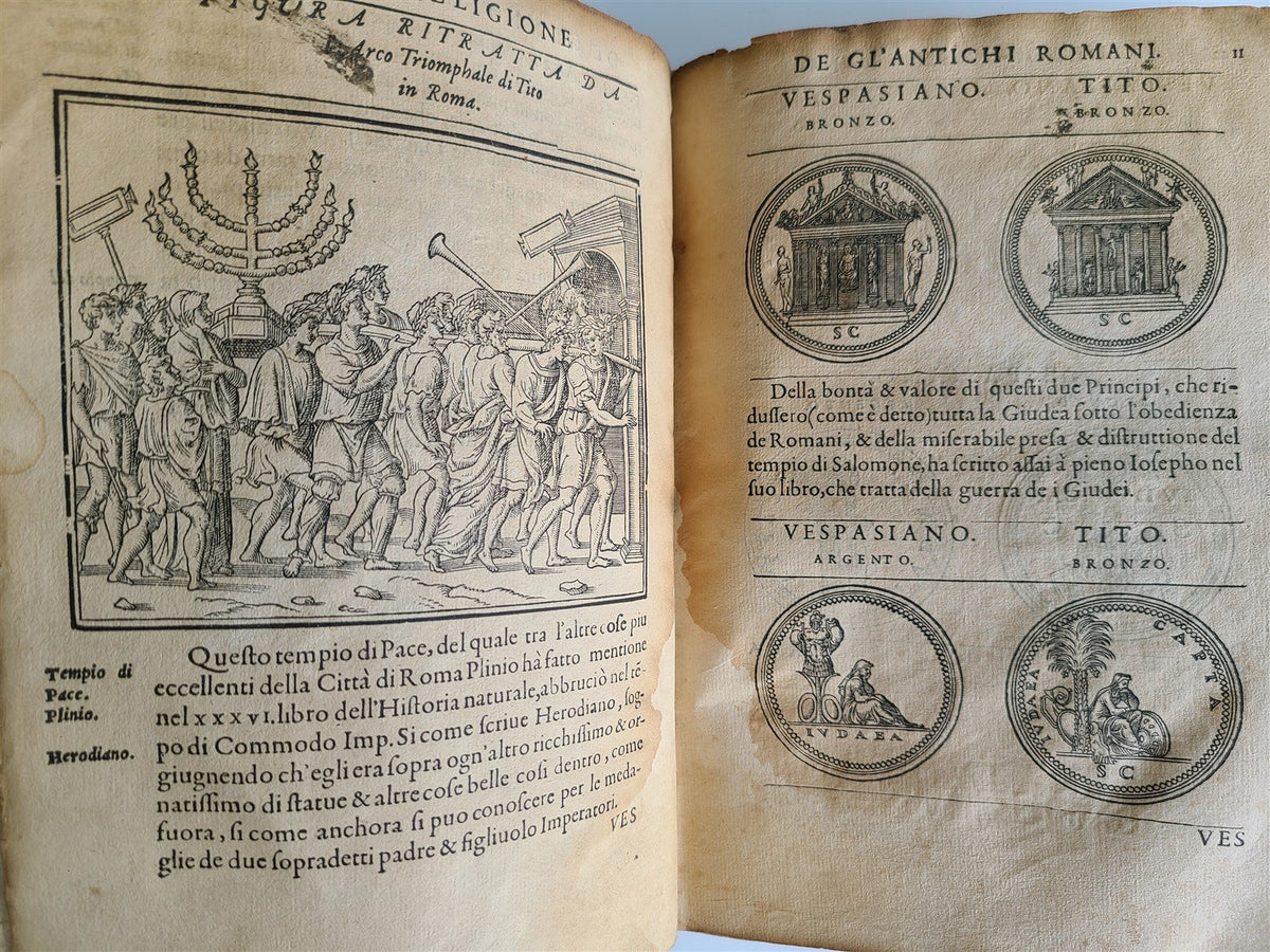 1571 DISCOURSE on ANCIENT RELIGION of ROMANS antique ILLUSTRATED VELLUM BOUND