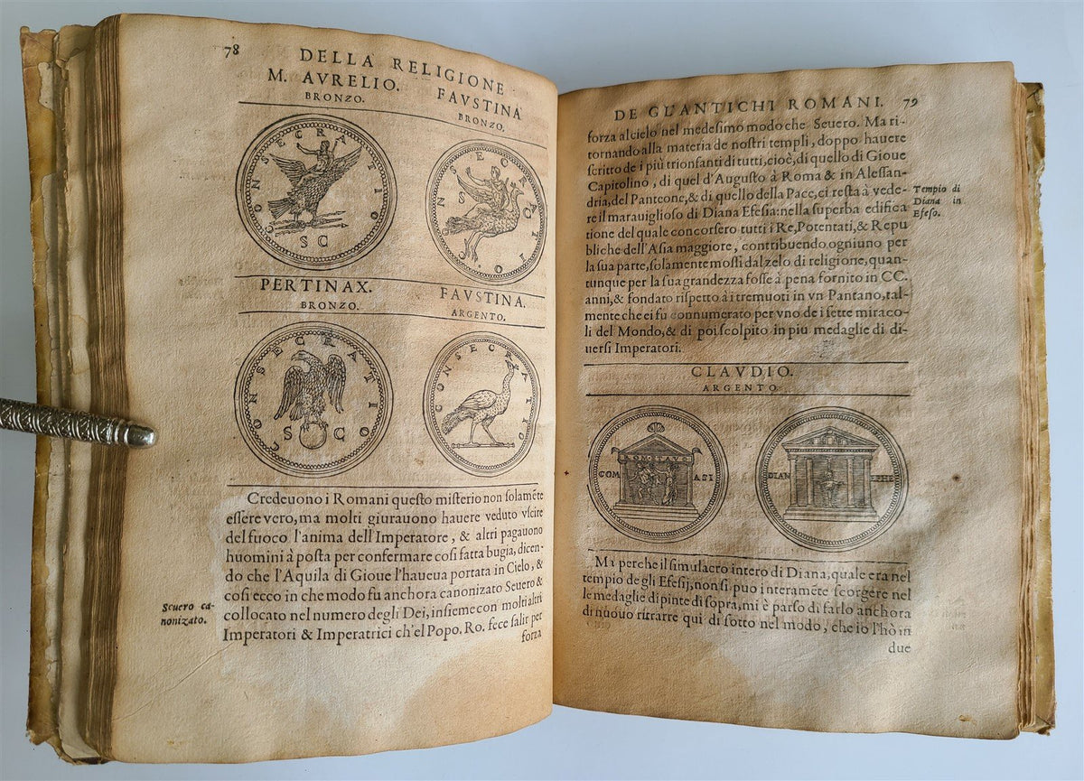 1571 DISCOURSE on ANCIENT RELIGION of ROMANS antique ILLUSTRATED VELLUM BOUND