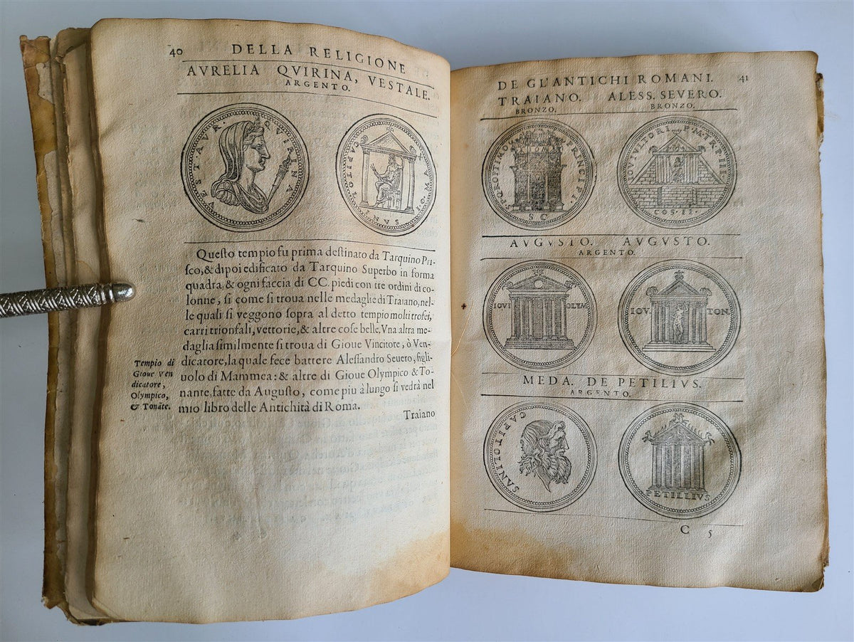 1571 DISCOURSE on ANCIENT RELIGION of ROMANS antique ILLUSTRATED VELLUM BOUND