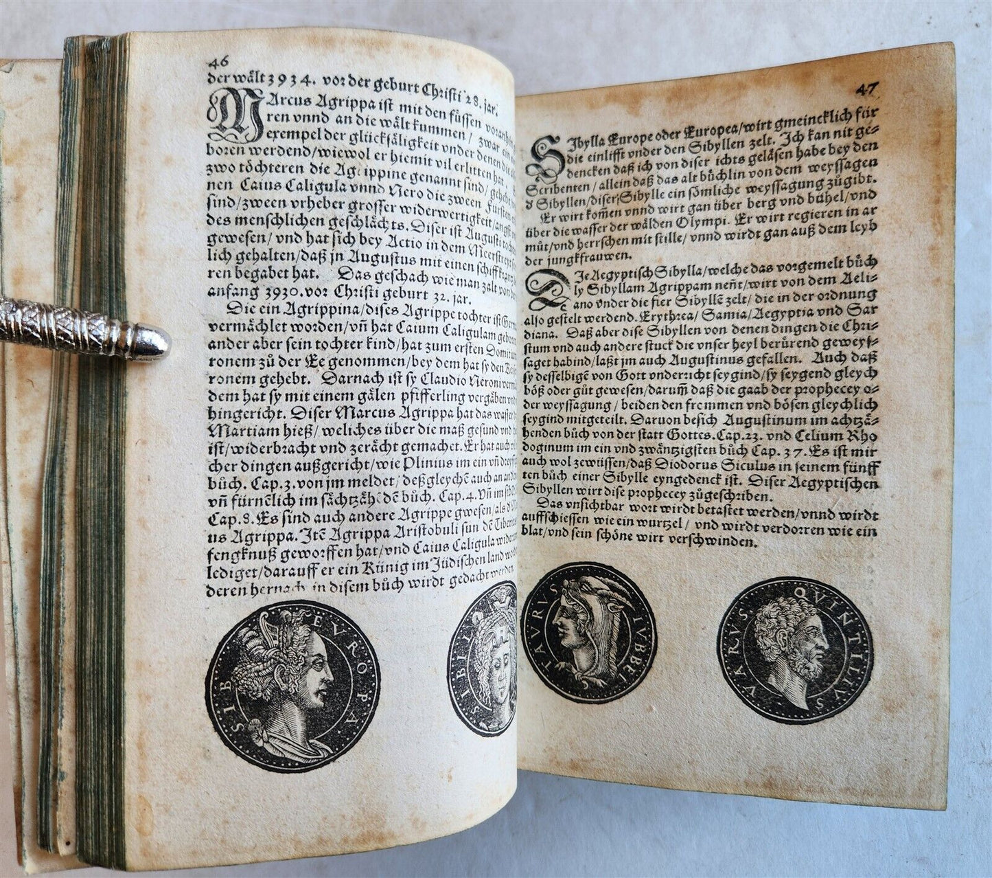 1558 NUMISMATICS antique ILLUSTRATED w/ 722 WOODCUTS Roman & German coins