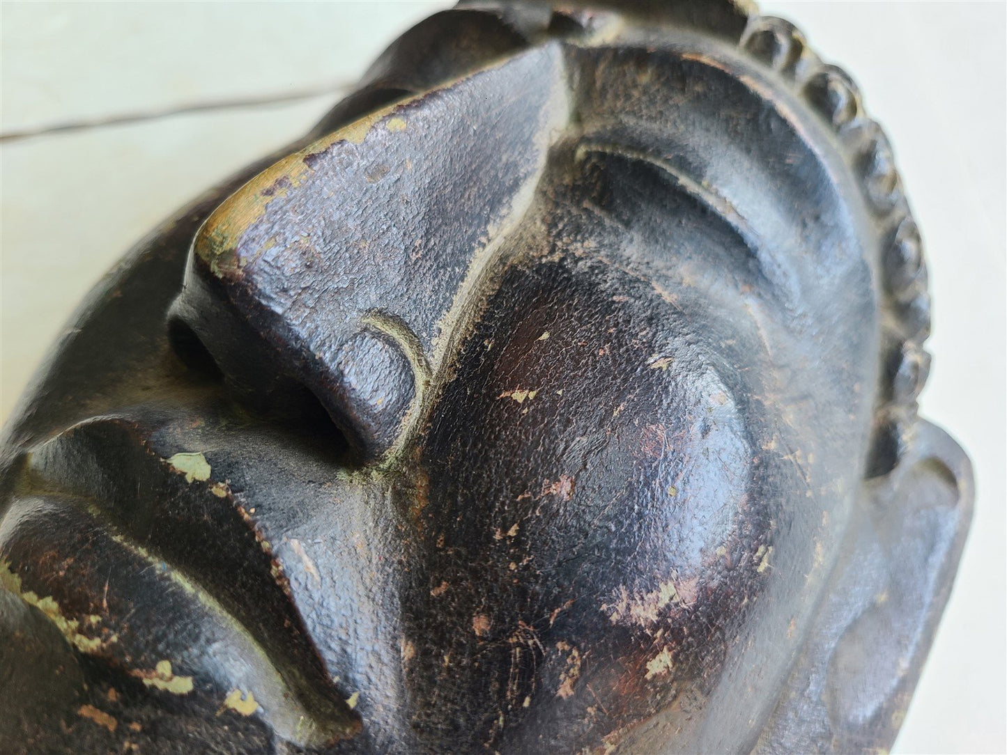 ASIAN THAI? ANTIQUE WOODEN MASK of BUDDHA hand carved BUDDAH