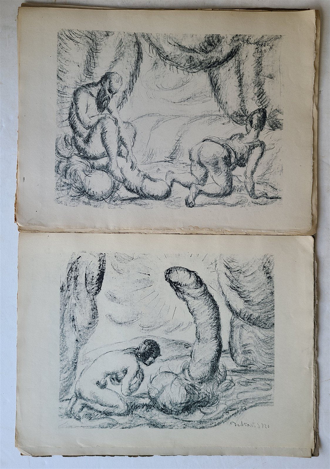 1924 PANDEMONIM SERIES OF 12 EROTIC LITHOGRAPHS by DERKOVITS antique SIGNED LTD