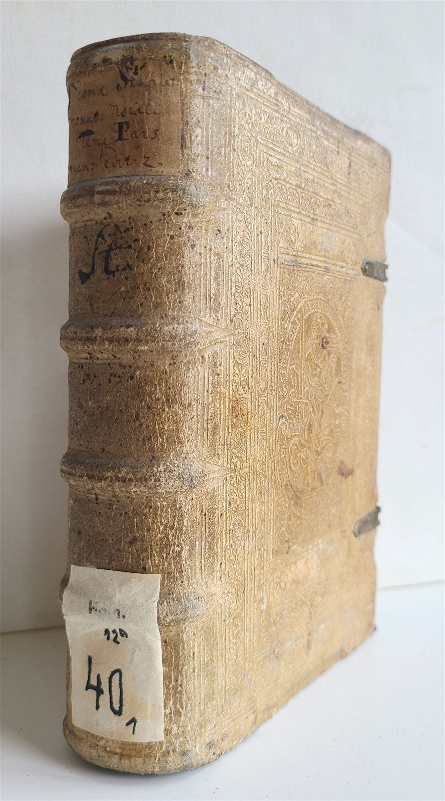 1593 EXEGETICAL WORKS by T. STAPLETON antique 16th CENTURY PLANTIN PIGSKIN BOUND