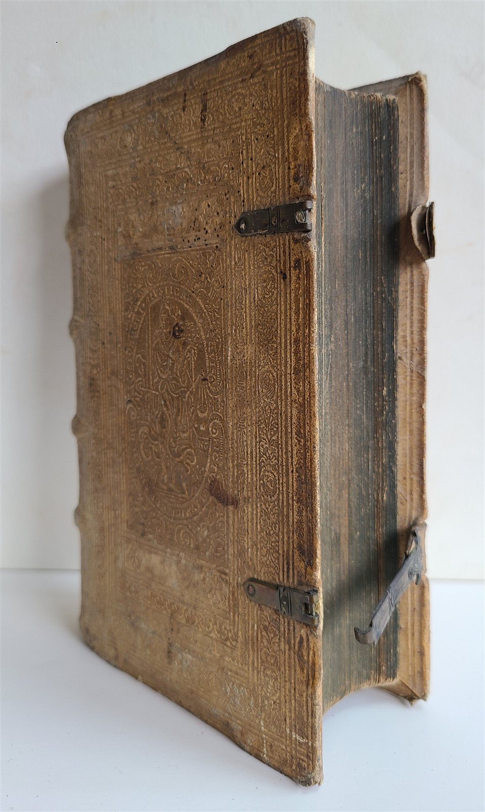 1593 EXEGETICAL WORKS by T. STAPLETON antique 16th CENTURY PLANTIN PIGSKIN BOUND