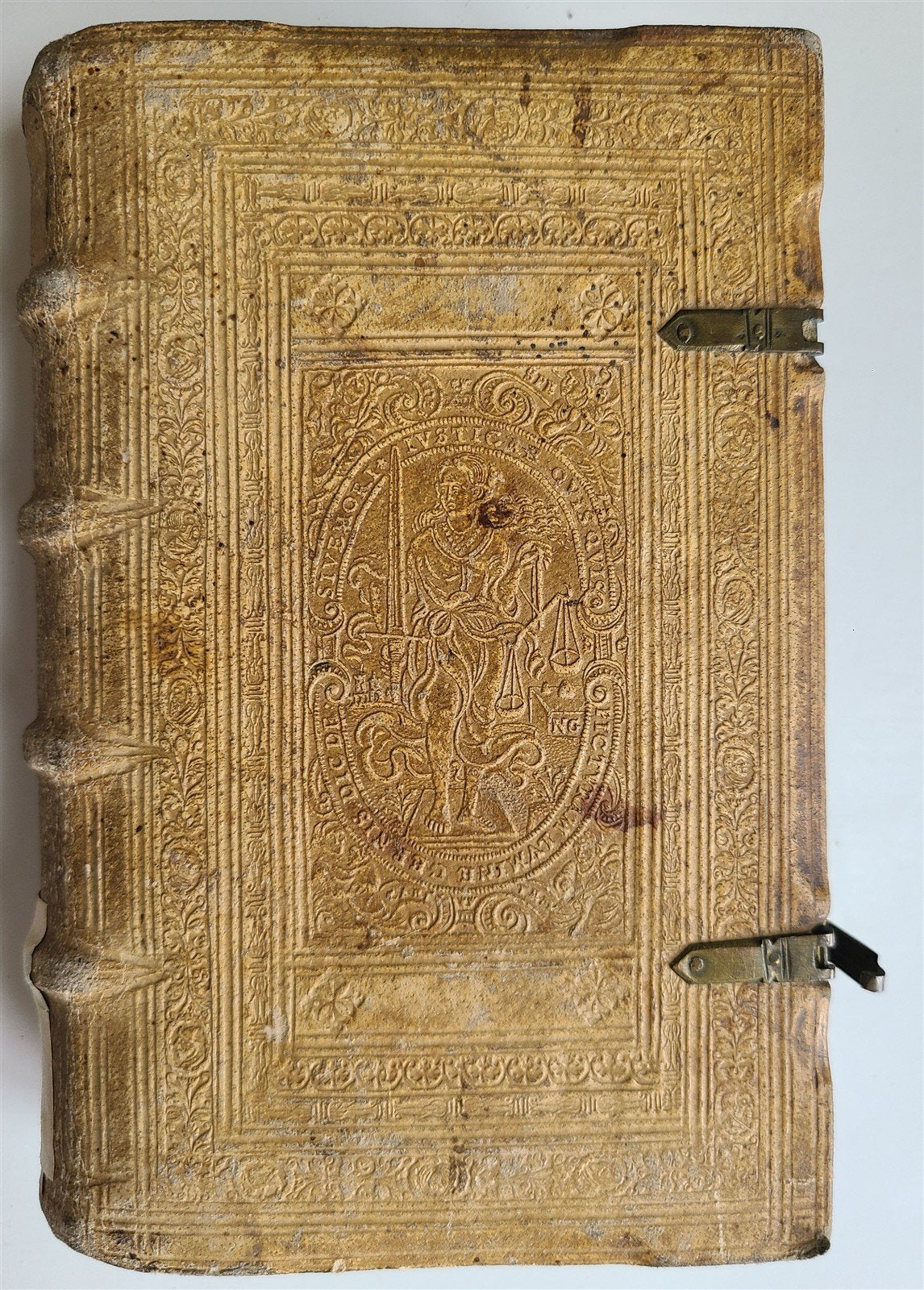 1593 EXEGETICAL WORKS by T. STAPLETON antique 16th CENTURY PLANTIN PIGSKIN BOUND