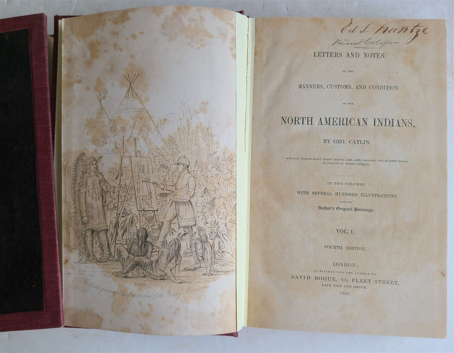1844 LETTERS & NOTES on NORTH AMERICAN INDIANS CATLIN antique 2 VOLS illustrated